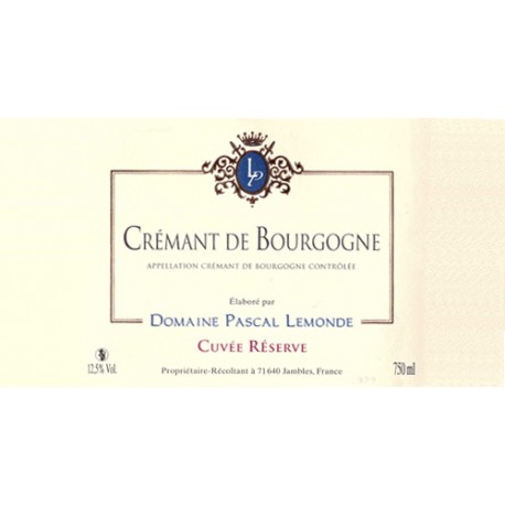 Domiane Pascal Lemonde, Crémant de bourgogne Brut Cuvée Réserve